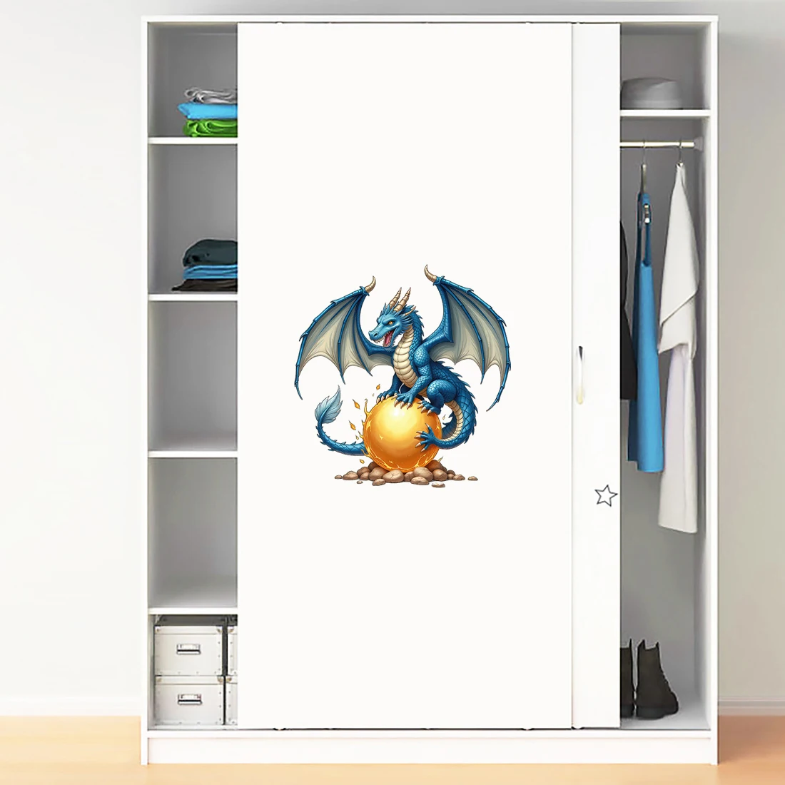 Three Ratels Q100 Exquisite Blue Dragon Snatching ball Art Wall Stickers for Home Decoration IPDA decals Car decals Waterproof
