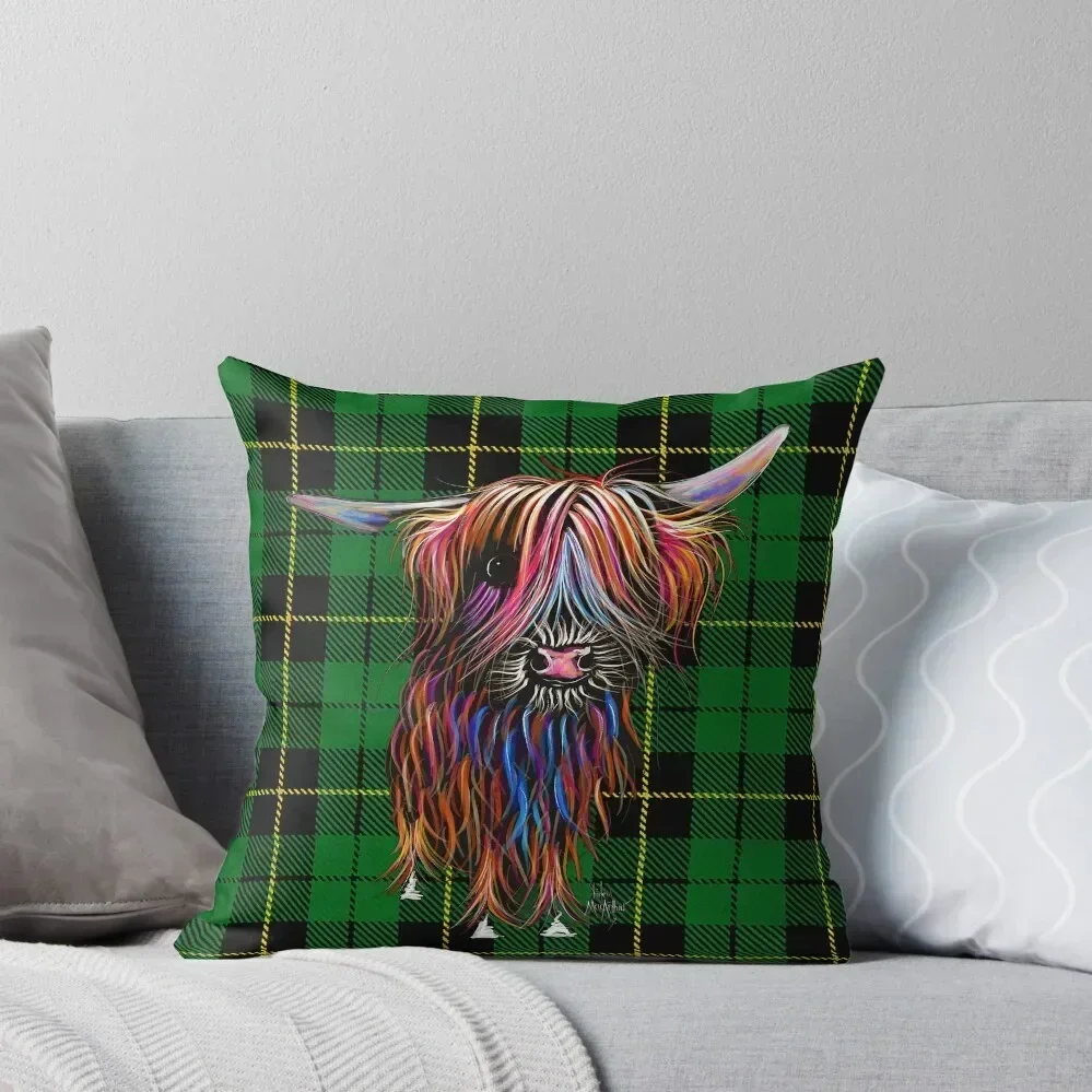 SCoTTiSH HiGHLaND CoW ' TaRTaN CoCo G ' by SHiRLeY MacARTHuR Throw Pillow Sofa Cushion Cover Ornamental Pillow pillow