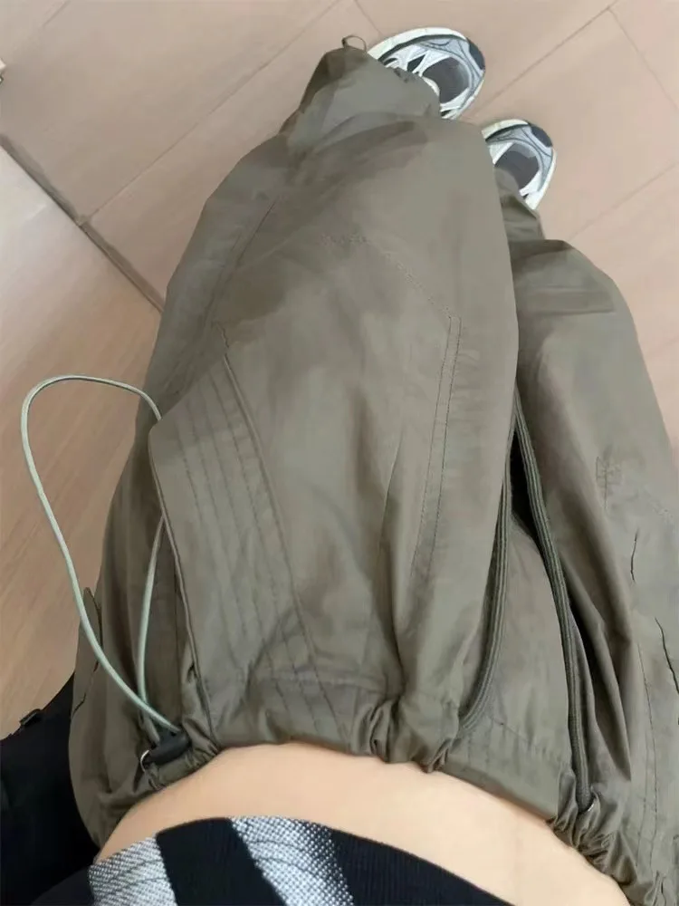 

Широкие брюки с высокой талией и разрезом, женские весенне-летние переходные легкие широкие брюки, минималистичный тренд INS, активный отдых на свежем воздухе, простой