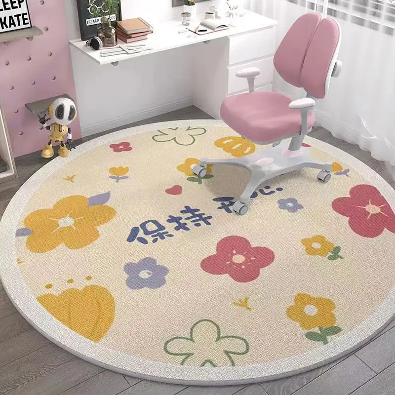 Round Carpet for Kids' Room – Student Study Desk & Play Area Mat, Reading Corner Floor Rug, Study Chair Non-Slip Home Decor