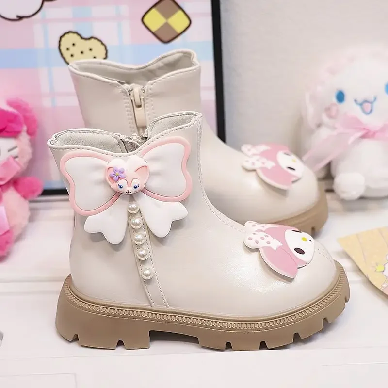 

Kuromi Anime Kawaii Sanrio Ins Children Martin Boots Spring Autumn My Melody Cute Cartoon Fashion Sheos Lovely Gifts for Kids