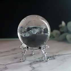 60mm Laser Engraved dandelion crystal Ball 3D Four Leaf Clover Sphere Glass Globe Ornament Home Decor Gift for birthday present