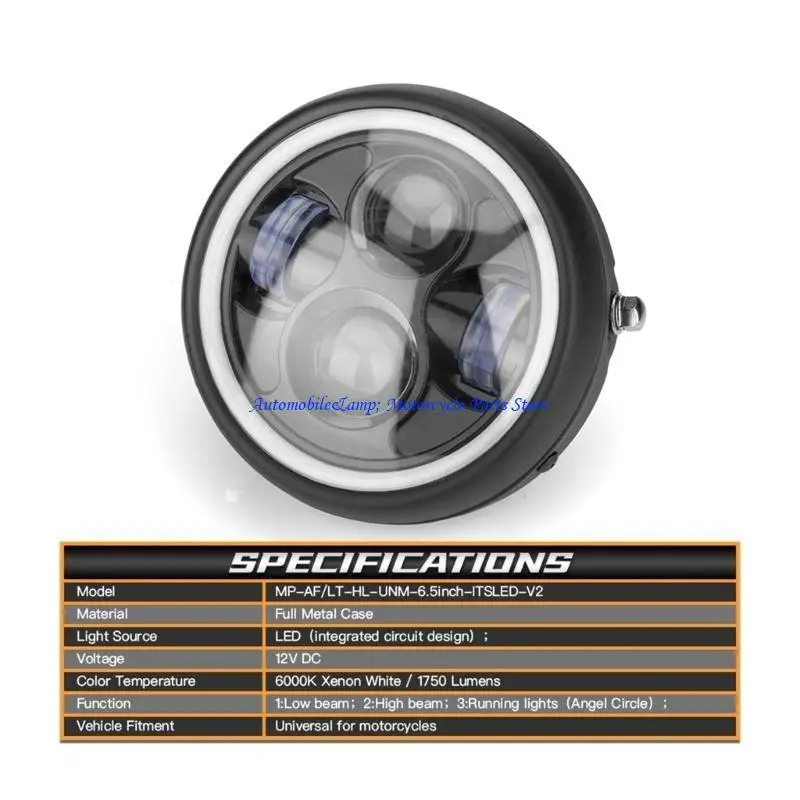 H7BD Universal Motorcycle Modification LED Headlight Driving Light 6.5inch