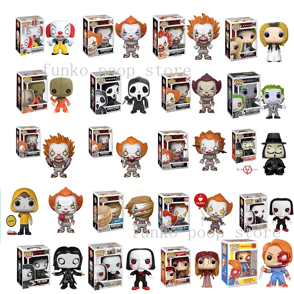 FUNKO POP Joker 472 473 474 475 Stephen Chucky 798 Pennywise 52 Bill 798 georgie muñecos de vinilo figura para Navidad juguete de Halloween