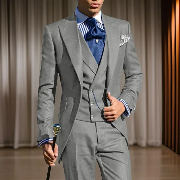 

Formal Men Suit Tailcoat Slim Fit Groom Tuxedos For Wedding 3 Pcs Made Male Fashion Costume (Jacket + Pants + Vest)