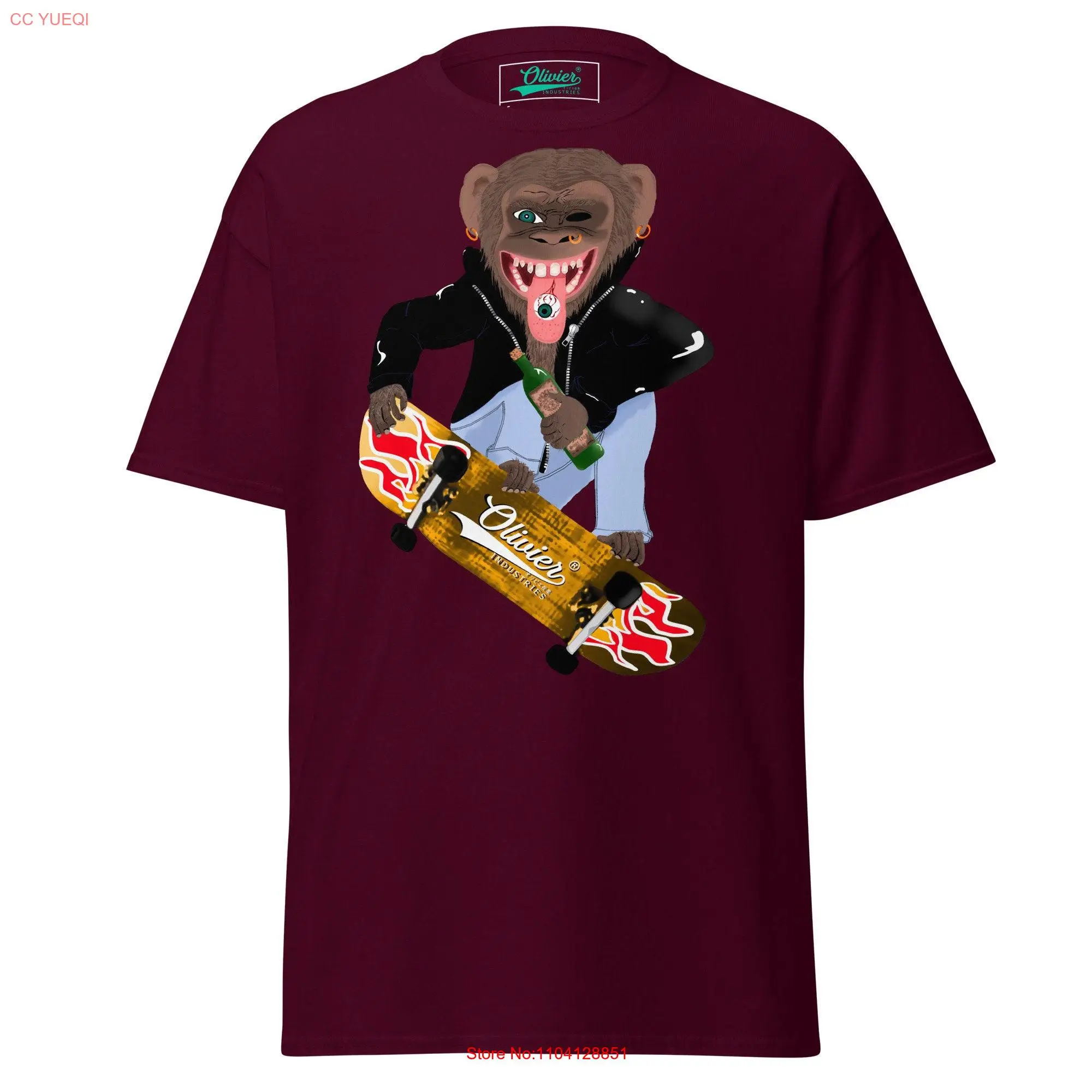 

Olivier Industries Worldwide The Skating Ape Мужская приталенная футболка с длинными или короткими рукавами