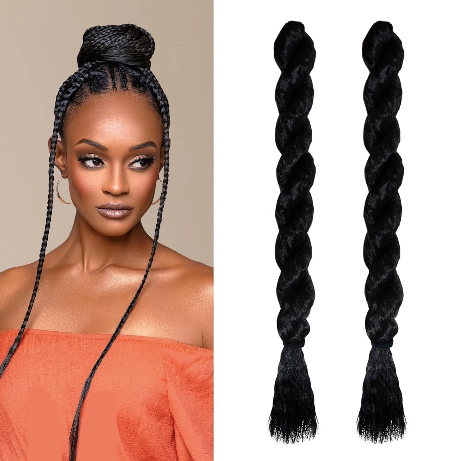 긴 24인치 점보 브레이드 익스텐션 코스 합성 브레이딩 헤어 아프로 옴브레 컬러 카네칼론 ... - 1