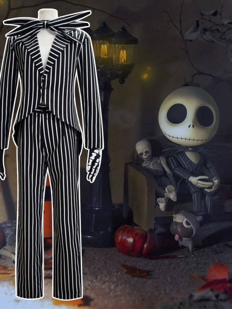 

loween Ja Skeleton Men's Costume Full Set Sally's Outfit Cotton Traditional Chinese Performance Clothing Cisas Night...