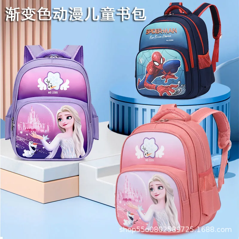 

Disney New Frozen Kindergarten Bag For Girls Boys Spider Man Age 2-8 Student Shoulder Orthopedic Backpack Large Capacity Mochila