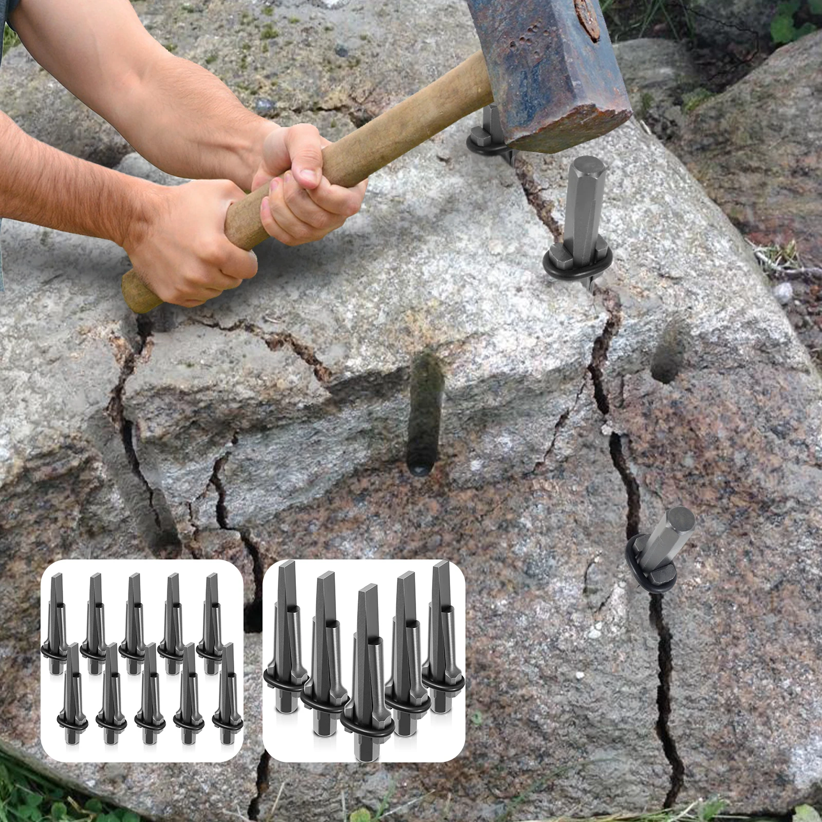 5/10Pcs 5/8 pollici Stone Splitter Heavy Duty Plug Wedge Feather Shims strumento di espansione della pietra per strumento manuale separatore di granito/marmo