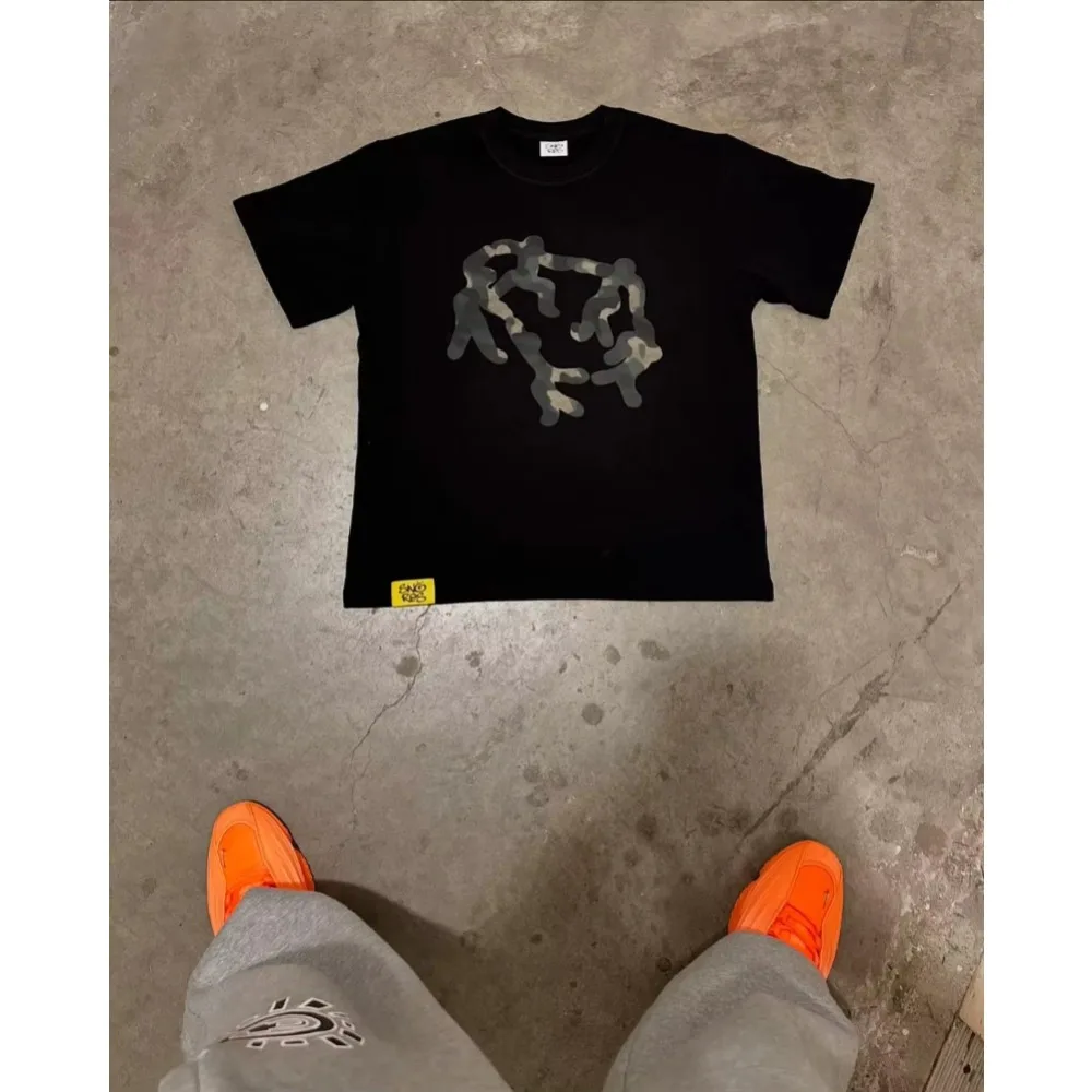 Nueva Camiseta Oversize de Moda Urbana Hip-hop Harajuku Retro Clásica con Letras para Hombre, Ropa Gótica Vintage