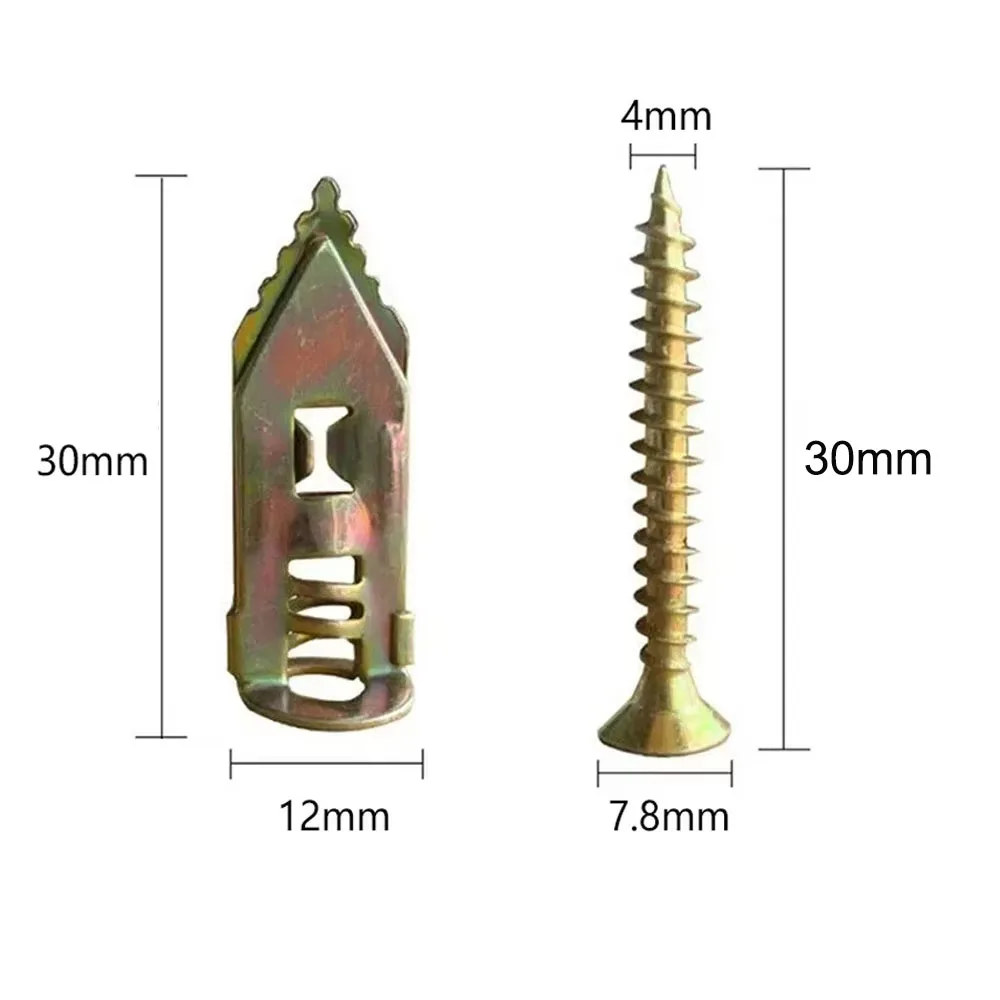 ชุดสกรูไม้แบบหนา 50/100 ชิ้น พร้อมเดือยยึดผนังสำหรับงาน DIY ติดตั้งบนผนังอย่างปลอดภัย พร้อมสกรูขยายและอุปกรณ์ยึด