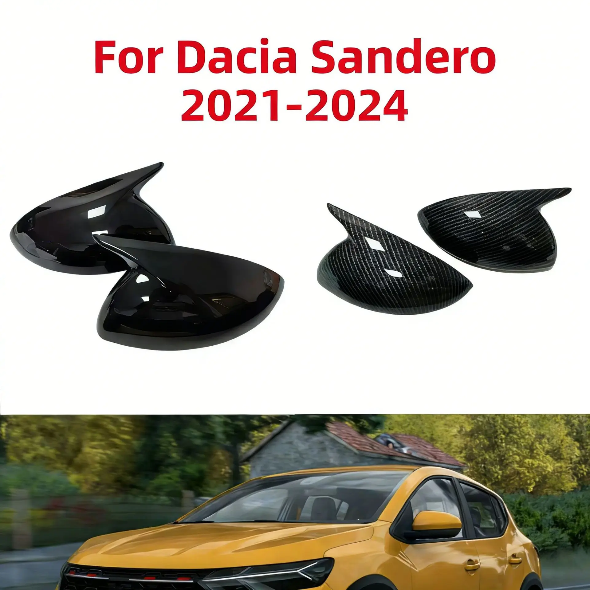 Suitable for Dacia Sandero horn rearview mirror cover reversing mirror shell adhesive style exterior decoration