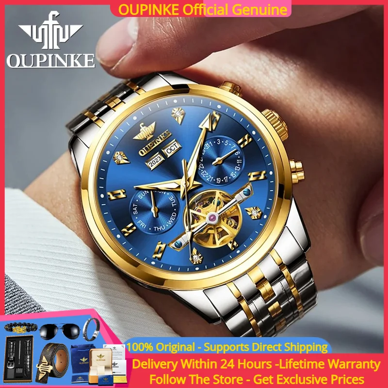 

OUPINKE 3248 Premium Luxury Men Watch Top Brand Automatic Mechanical Watch Precision Steel Strip Waterproof Luminous Men Watch