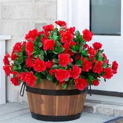Outdoor Fall Artificial Red Azalea High Quality Flowers Bushes UV Resistant Decor Fake Flowers Home Decorations Small For Garden