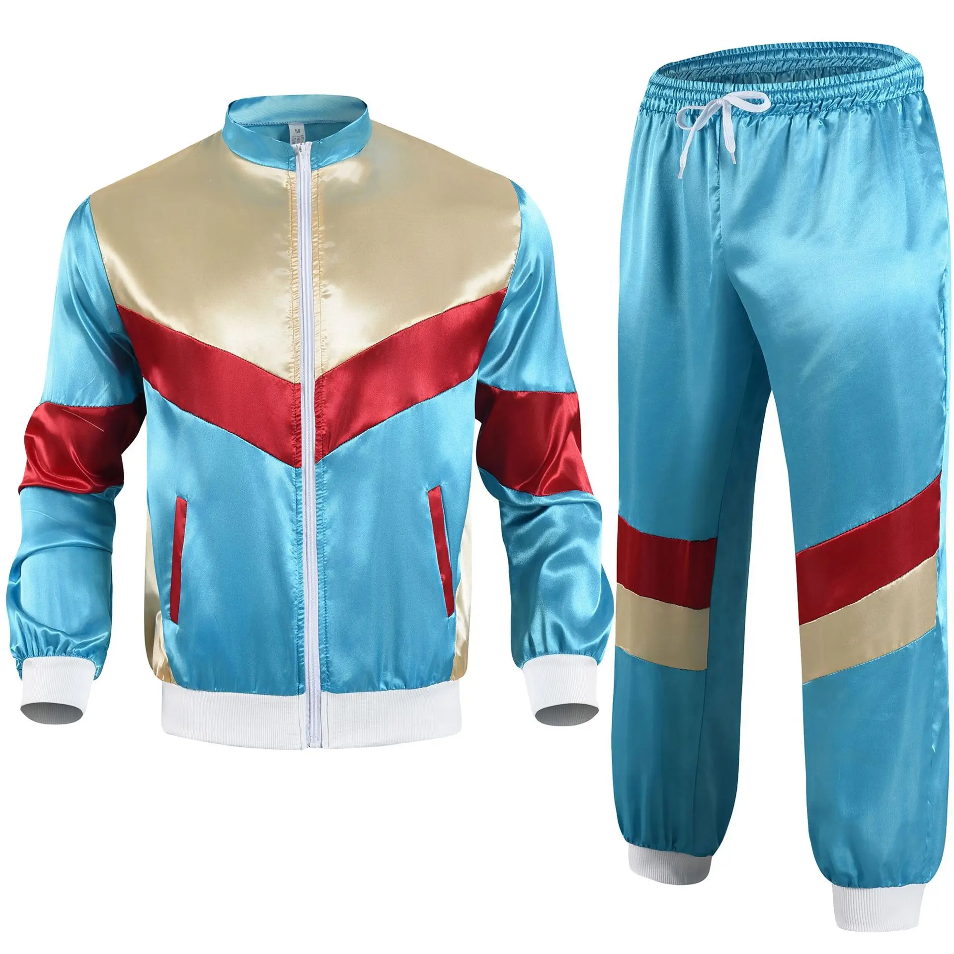 Men\'s 80s Tracksuit Vintage Hip Hop Windbreaker 80s Disco Tracksuit 90s Shell Suit outfits