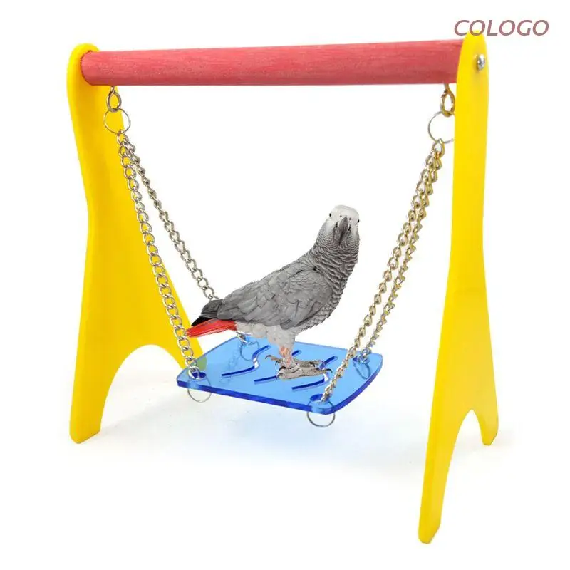 

Acrylic Swing Chicken Toy with Hanging Chain Baby Chick Perch Cage for Bird Parrot Hens Macaw Training Stand Holder