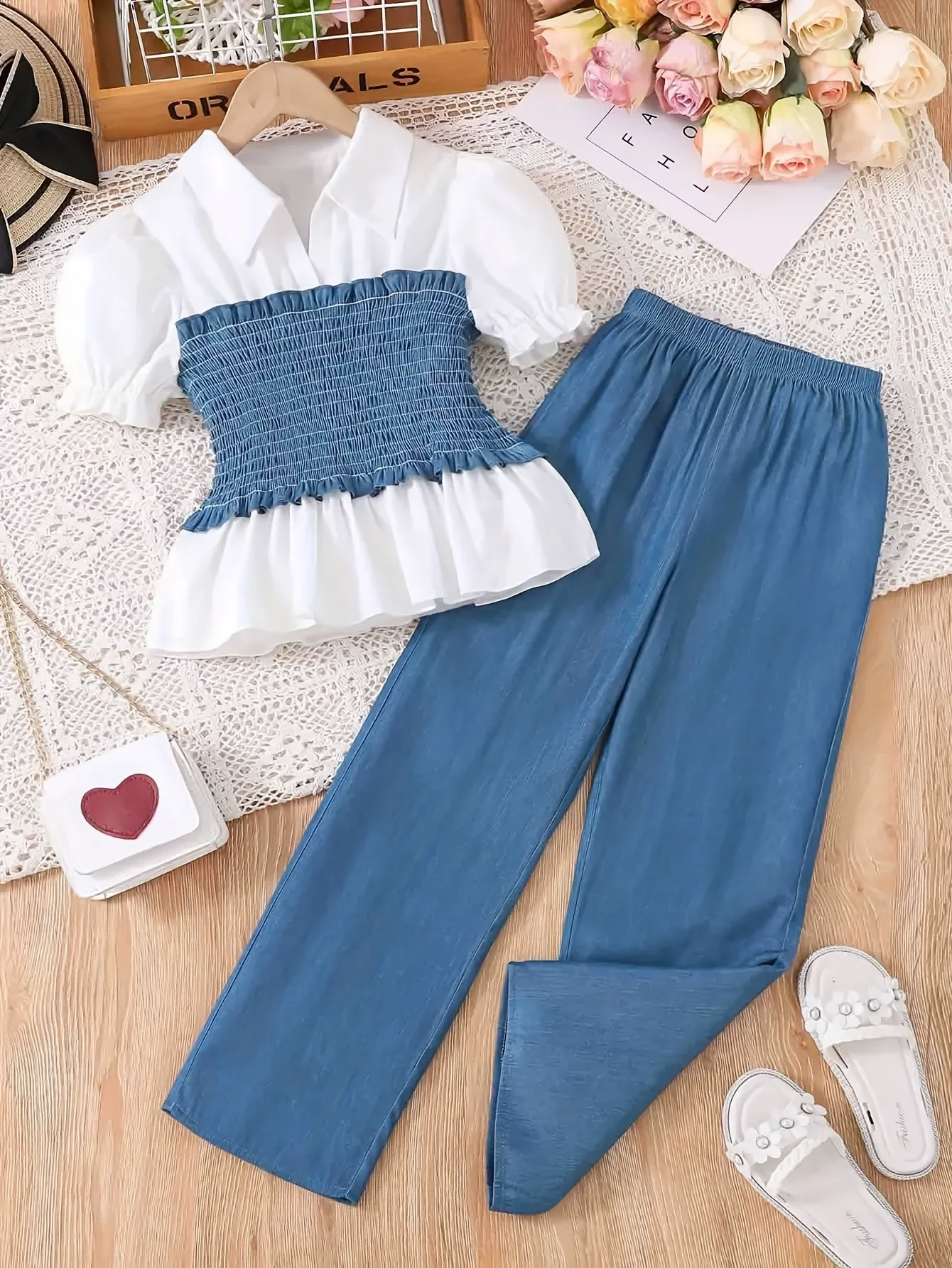 

7 8 9 10 11 12 13 14 Years Summer Girls Clothing Sets New Fashion Top + Long Pants 2Pcs Girls Suits Birthday Gift Kids Clothes