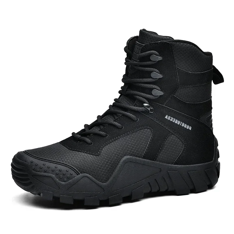 Outdoor High Top Mens Waterproof Fashion Platform Sneakers Ankle Botas Casual Shoes Combat Boots Male Black Large Size 46 47