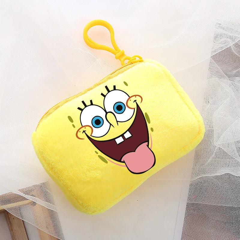 New Spongebob Plush Coin Purses Kawaii Cartoon Printed Storage Bags Cute Boys Girls Square Mini Handbag Children Birthday Gifts