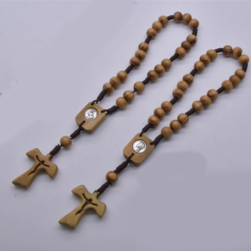 Pine Prayer Beads Bracelets Featurings Crosses Pendant for Worship and Daily Wear D08D