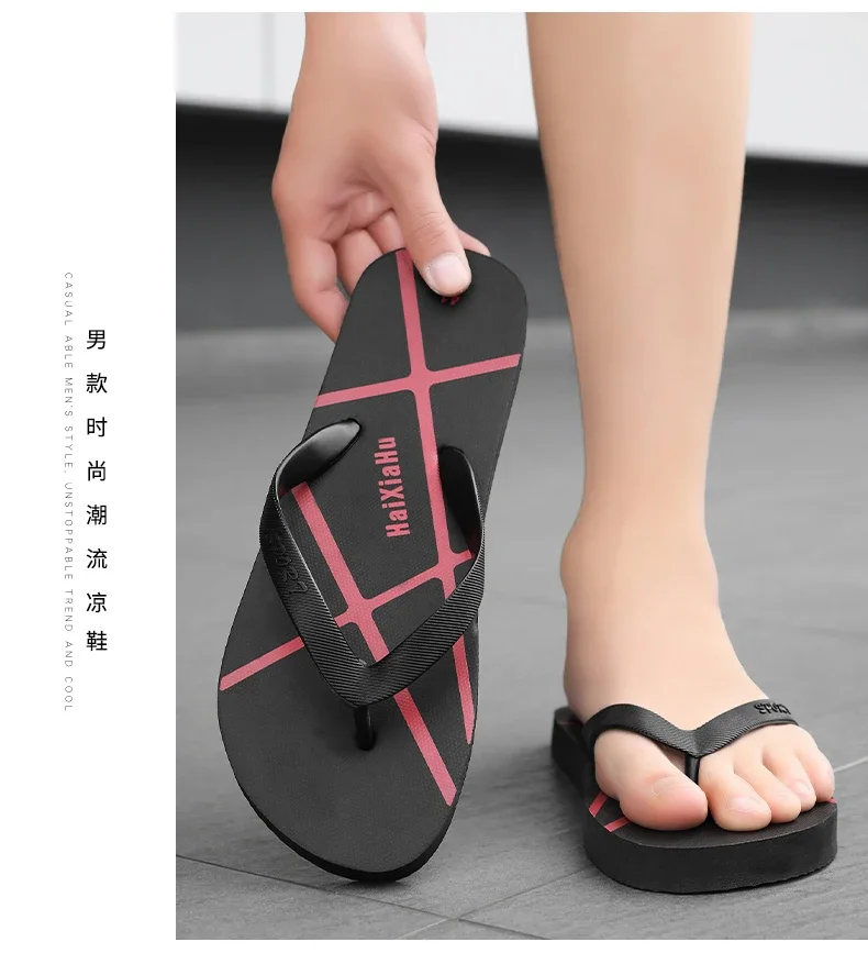 Herren Schwarze Klassische Flip-Flops Rutschfeste Strandsandalen Damen Schnelltrocknende Lässige Flache Bequeme Sommer-Zehenstegsandalen für Drinnen und Draußen – Detail 13