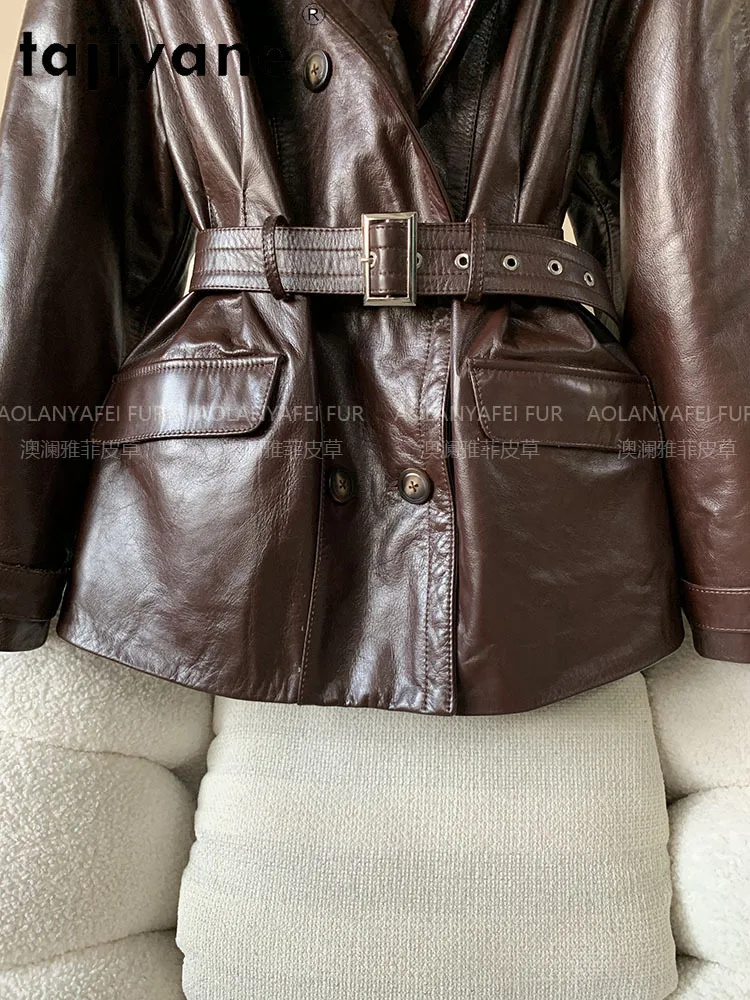 TAJIYANE 100 % Ölgewachste Schaffell Jacke Frau Vintage Schlanke Echtes Leder Jacken Frauen Herbst Damen Kleidung 2025 Chaquetas