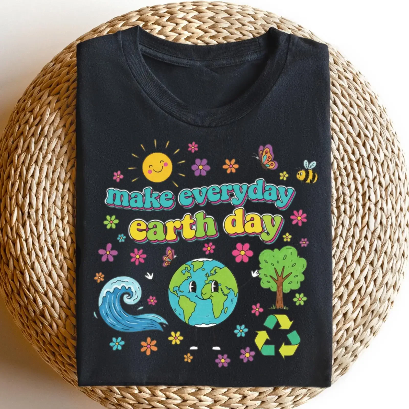 Make Everyday Earth Day T Shirt Cute Environmental Nature Lover Climate Change Casual Top vintage Washed graphic Stylish