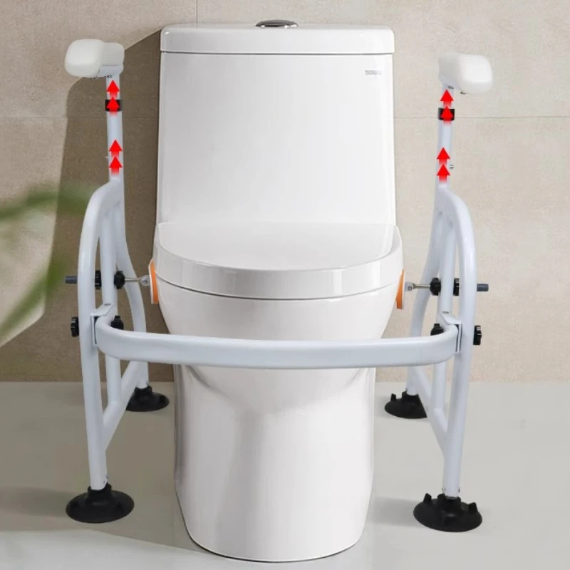 

‌Adjustable Toilet Safety Rail 4 Heights‌ 330lbs Capacity Non-Drill Installation Anti-Tip Design with Widened Base for Elderly