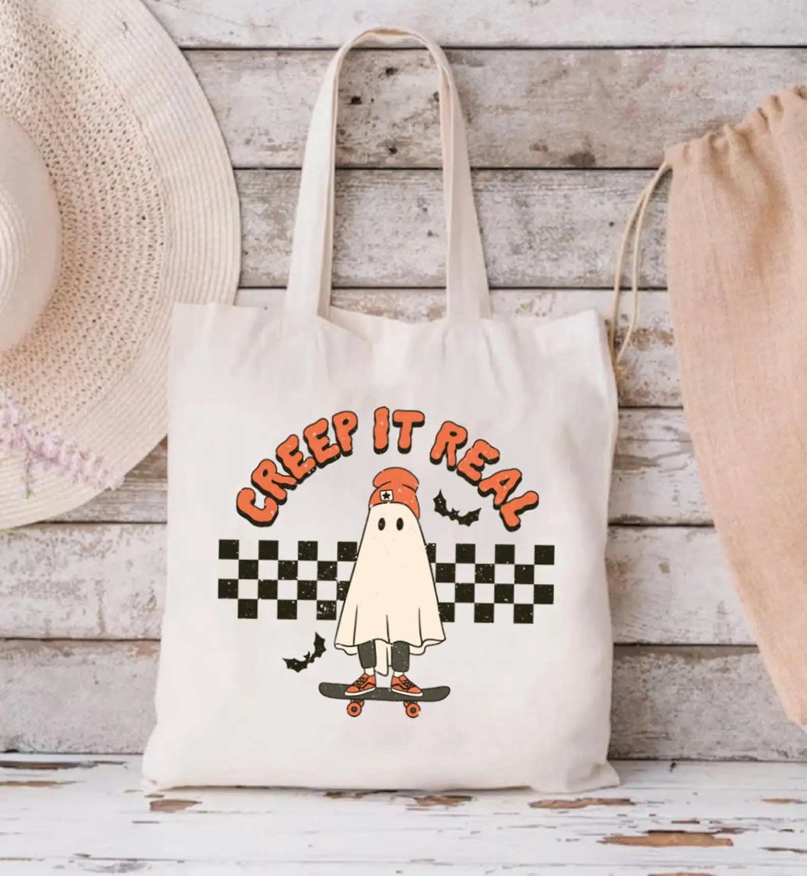 Trick or Treat Smell My Feet Pumpkin Halloween Party Canvas Tote Bag Cute Cartoon Handbag Print Large Capacity Reusable Gift Bag