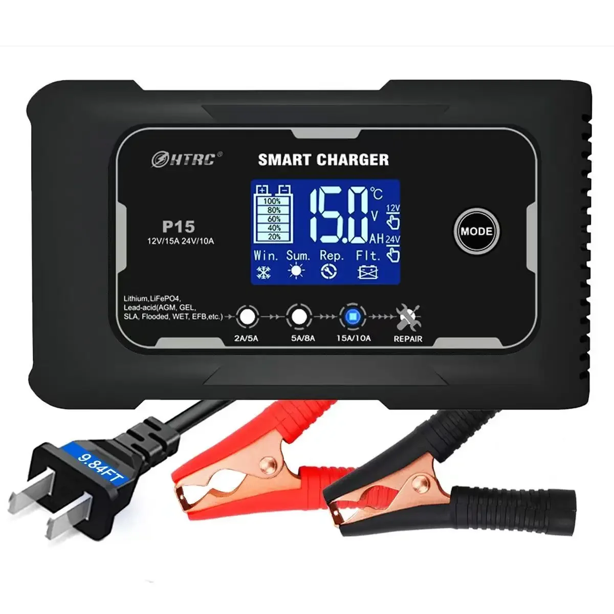 SmCpCar And Motorcycle Battery Charger 12V15A24V10A Lead-acid Battery AGM Intelligent Repair Charger