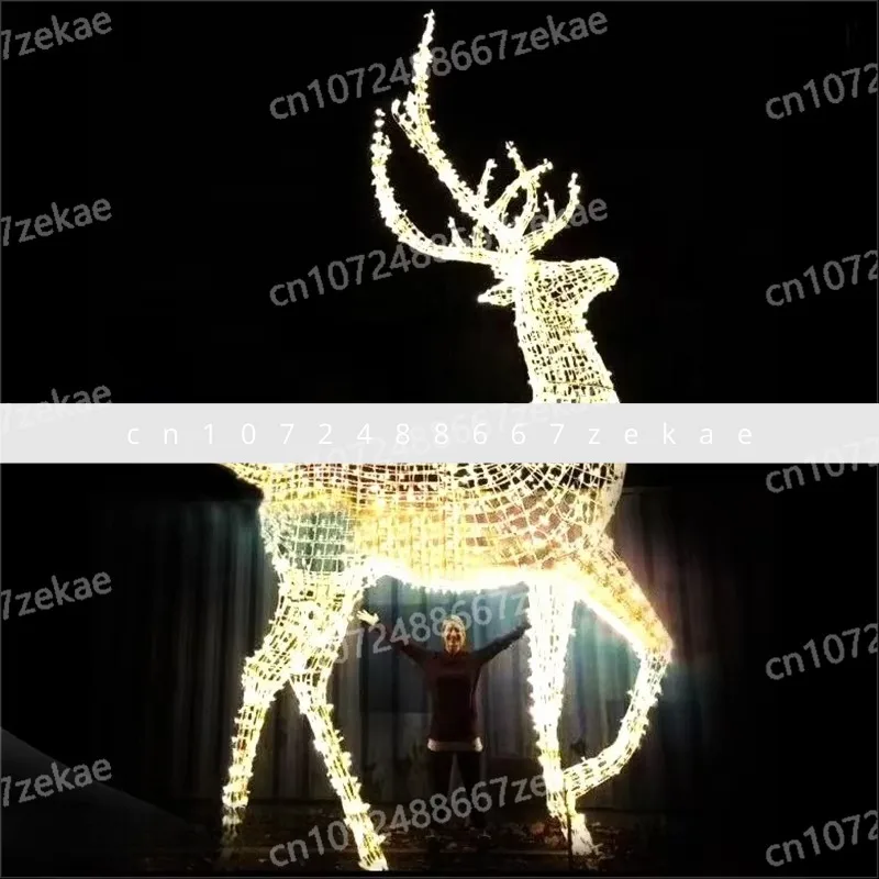 

Уличный гигантский светящийся светодиодный светильник в виде оленя, 3D металлический ландшафтный декор, IP65, для рождественского оформления, большой