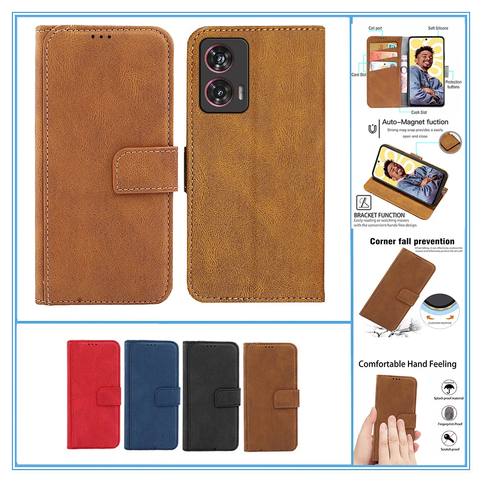 G45 For Motorola Moto G45 Case Fundas leather Wallet celular Cover Etui Motorola G45 Moto G45 G 45 MotoG45 5G Phone Skin Housing