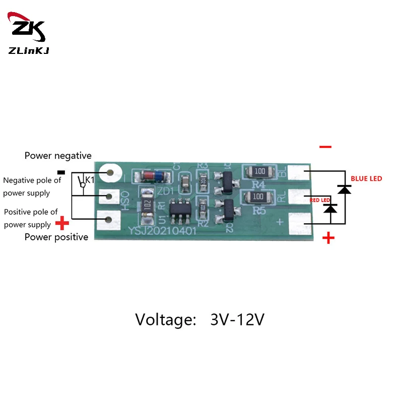 1/3PCS 3-12V Flashing LED Light Module Red Blue Two-color Pair Flashing Suitable For Car Model Electric Vehicle Safety Light