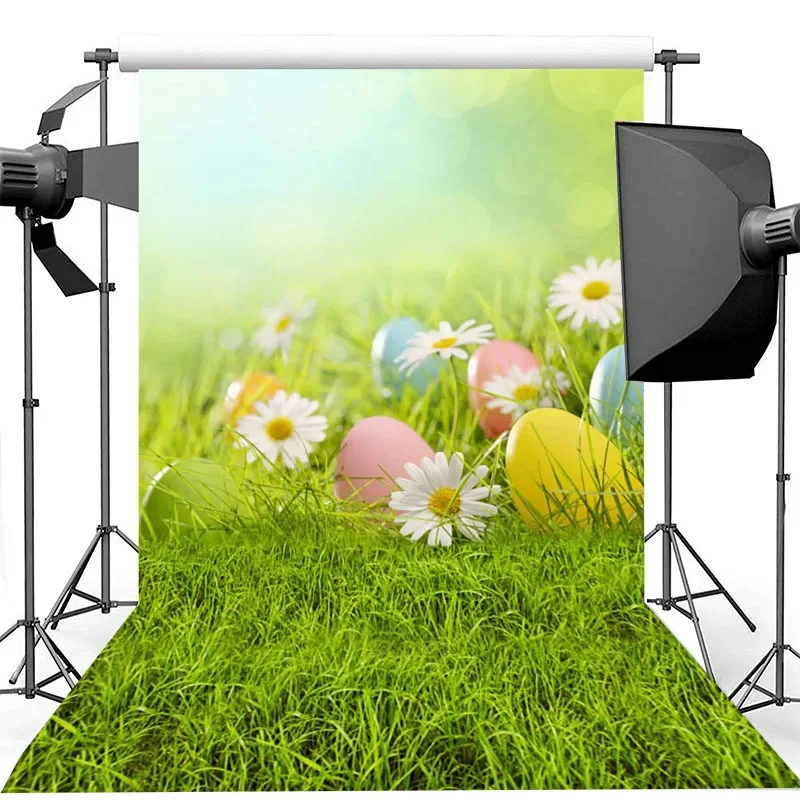 

Easter Eggs Backdrop Spring Green Grass Children Backgrounds for Photo Studio Flowers Newborn Baby Kids Photography Backdrops