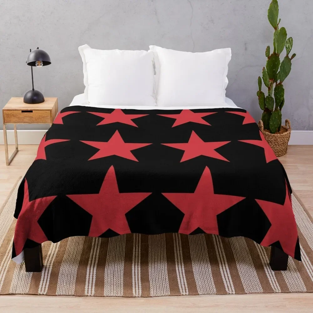 

Large RED and BLACK STARS Throw Blanket Polar Baby Blankets