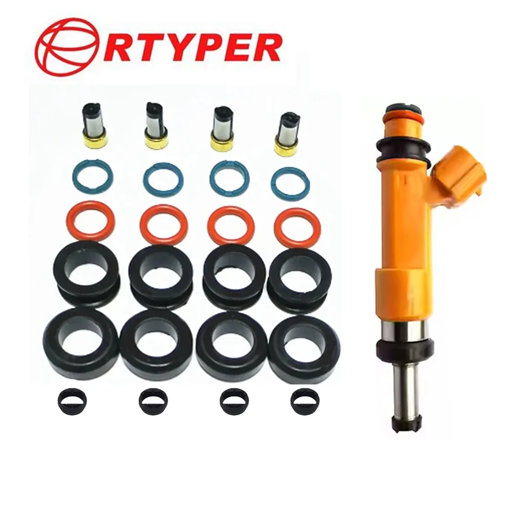 4SET Fuel Injector Repair Seal Kits Oring Filter For Toyota 1ZR 2ZR 23250-37010; 2325037010; 23209-39145