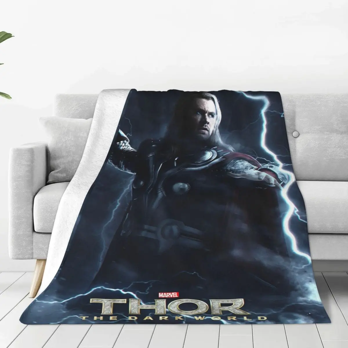 Nordic Mythology Thor Hammer Blankets Flannel Printed Thunder Warrior Portable Ultra-Soft Throw Blankets Outdoor Bedroom Quilt