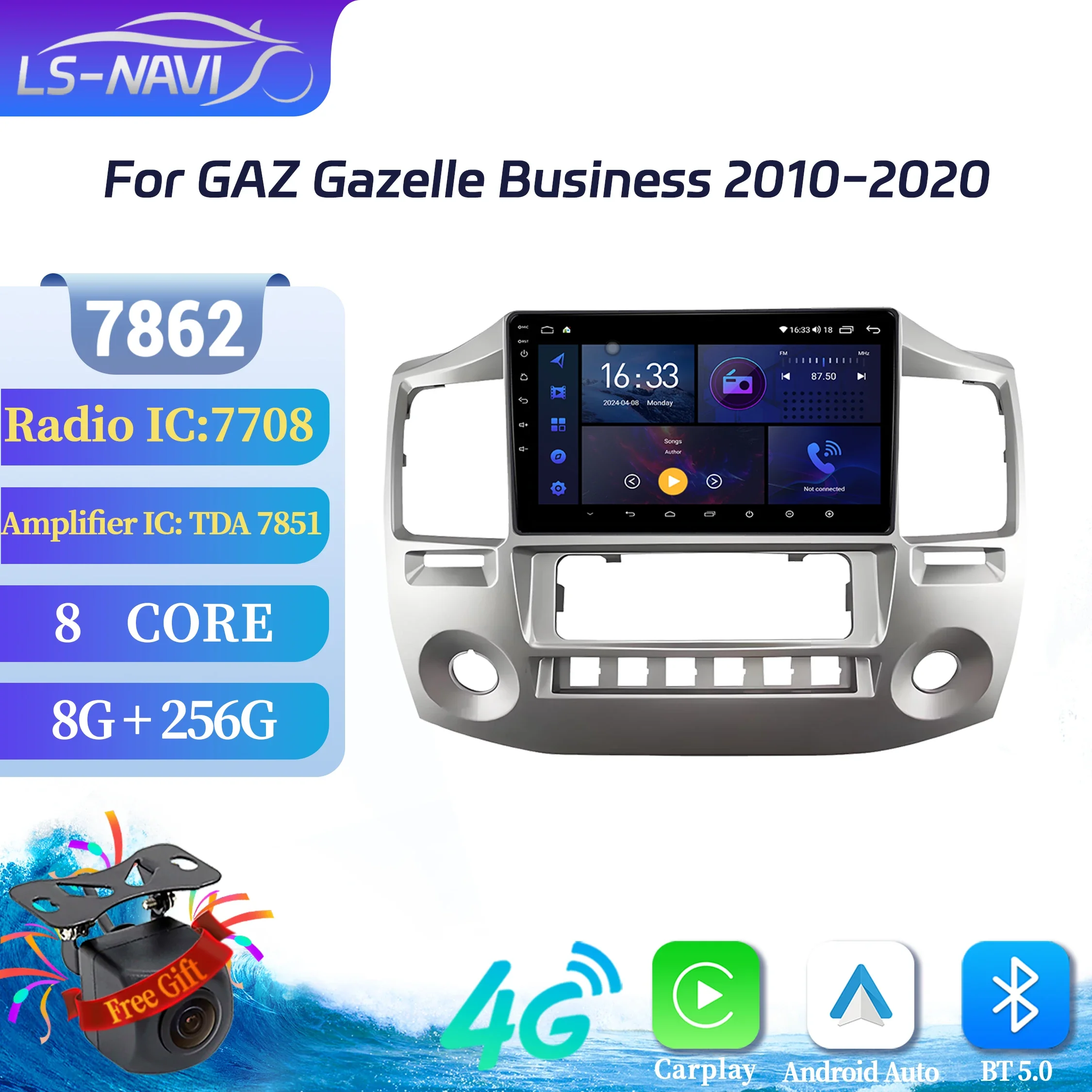 

For GAZ Gazelle Business 2010-2020 Car Radio Navigation For Car Multimedia Navigation 4G Android 14 7862S 8G 256G 2K QLED Screen