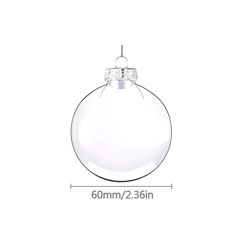 Boule de Noël Transparente en Plastique de 6/8/10cm, Décoration de ixde Nouvel An, à Faire Soi-Même, à Remplir, Ornement Pendentif