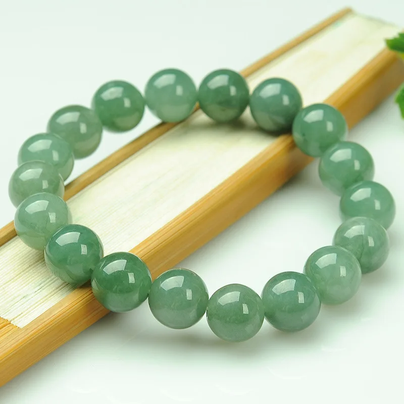 Burma Jadeite Mine Timber Ice-like Women's Loose round Beads Oil Green Jade Bead Bracelet