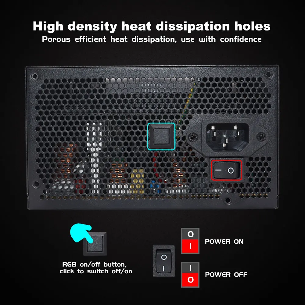 Imagem -06 - Fonte de Alimentação Atx Desktop Jogos Psu pc Silencioso Ventilador Rgb Rgb Interruptor de Controle 1000w 120 mm