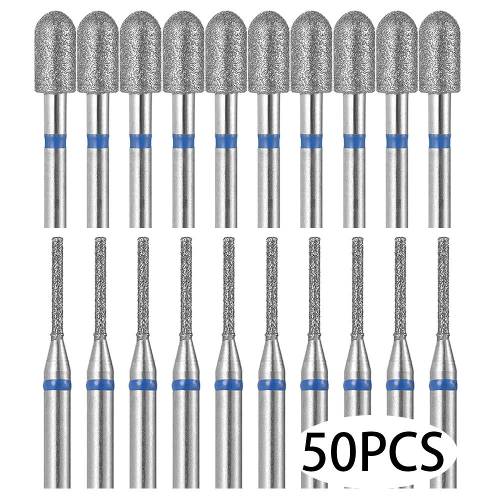 50Pcs Nail Drill Bit 2.35MM Stainless Steel Cuticle Clean Electric Nail Milling Cutter Set Manicure Drills Accessory