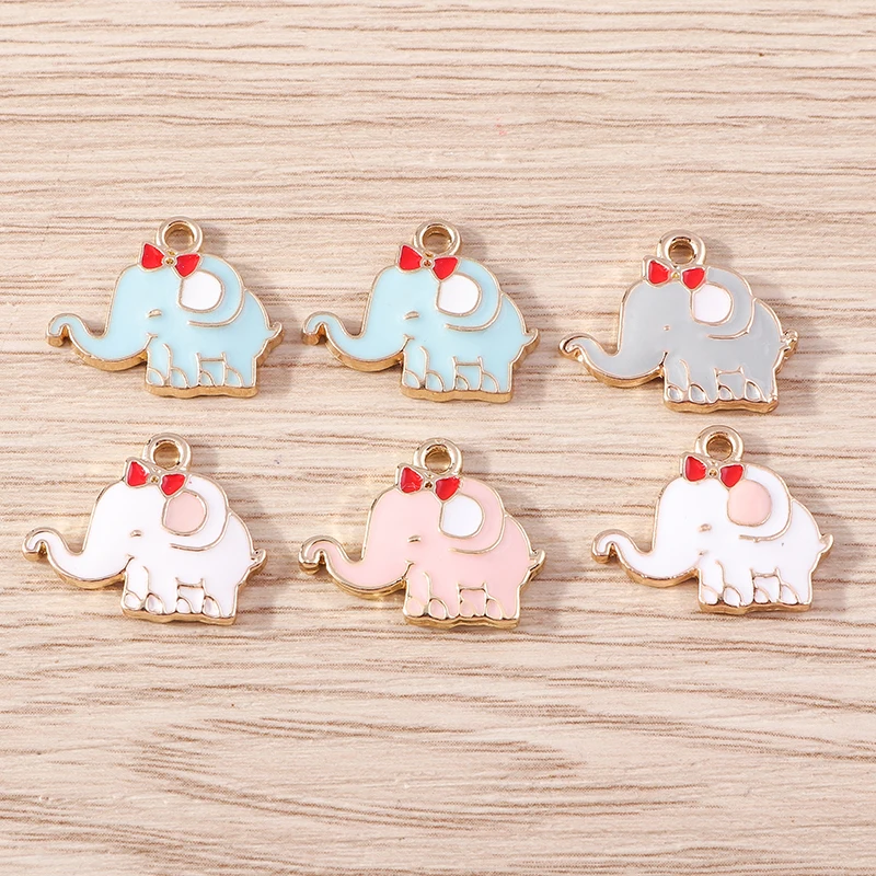 10 Stück 15x18mm Niedliche Emaille-Tieranhänger Bunte Kristall-Elefanten-Anhänger für Schmuckherstellung Ohrringe Halskette DIY Geschenke – Detail 11