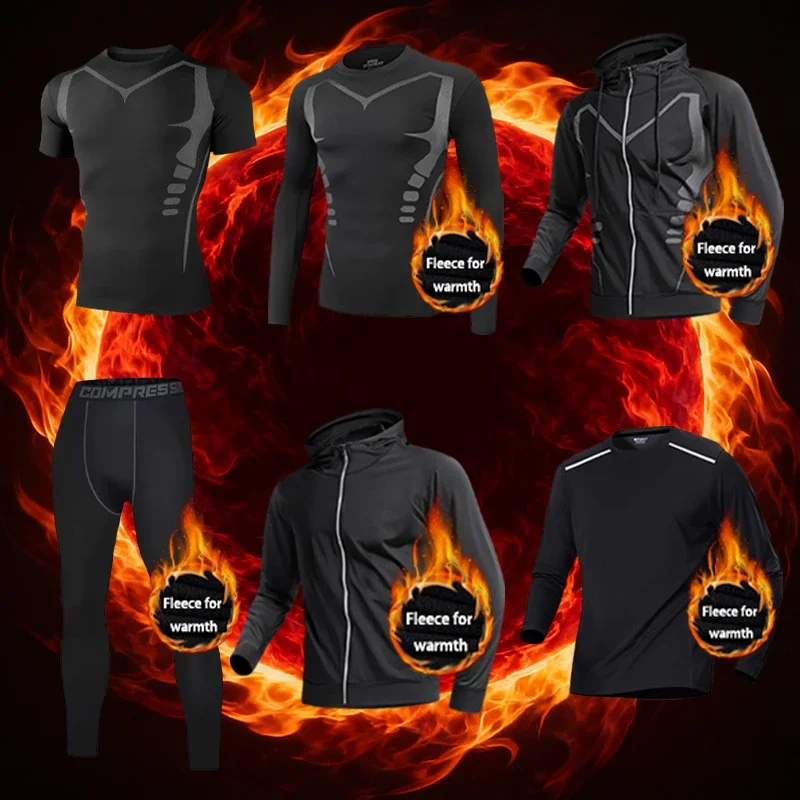 

New comprehensive sports warm Suit 6-piece set, soft fabric, warm and close-fitting