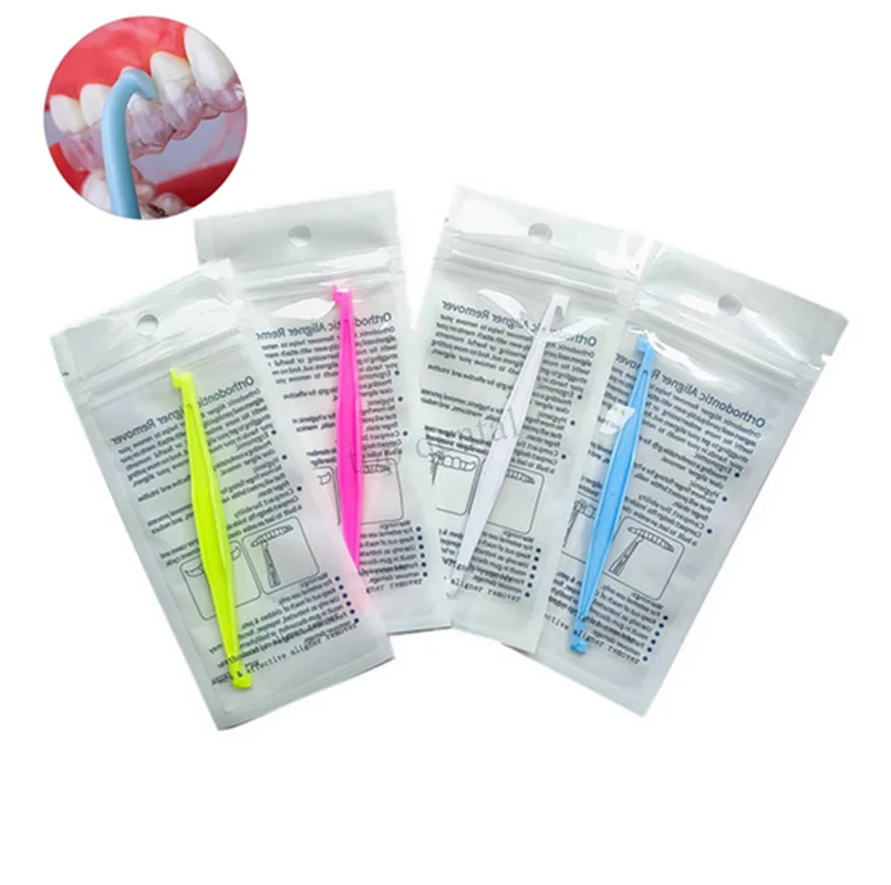 50Pcs Dental Removal Hook Tool Plastic Orthodontic Braces Picker Double Head Extractor 4 Colors