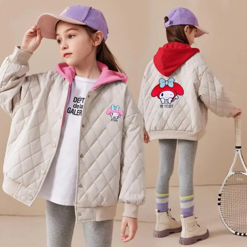 

Hot Sanrio Y2K My Melody Girl Cotton Clothes Two Fake Pieces Cotton Coat Thicken Kawaii Hooded Coat Cartoon Fashion Jacket New