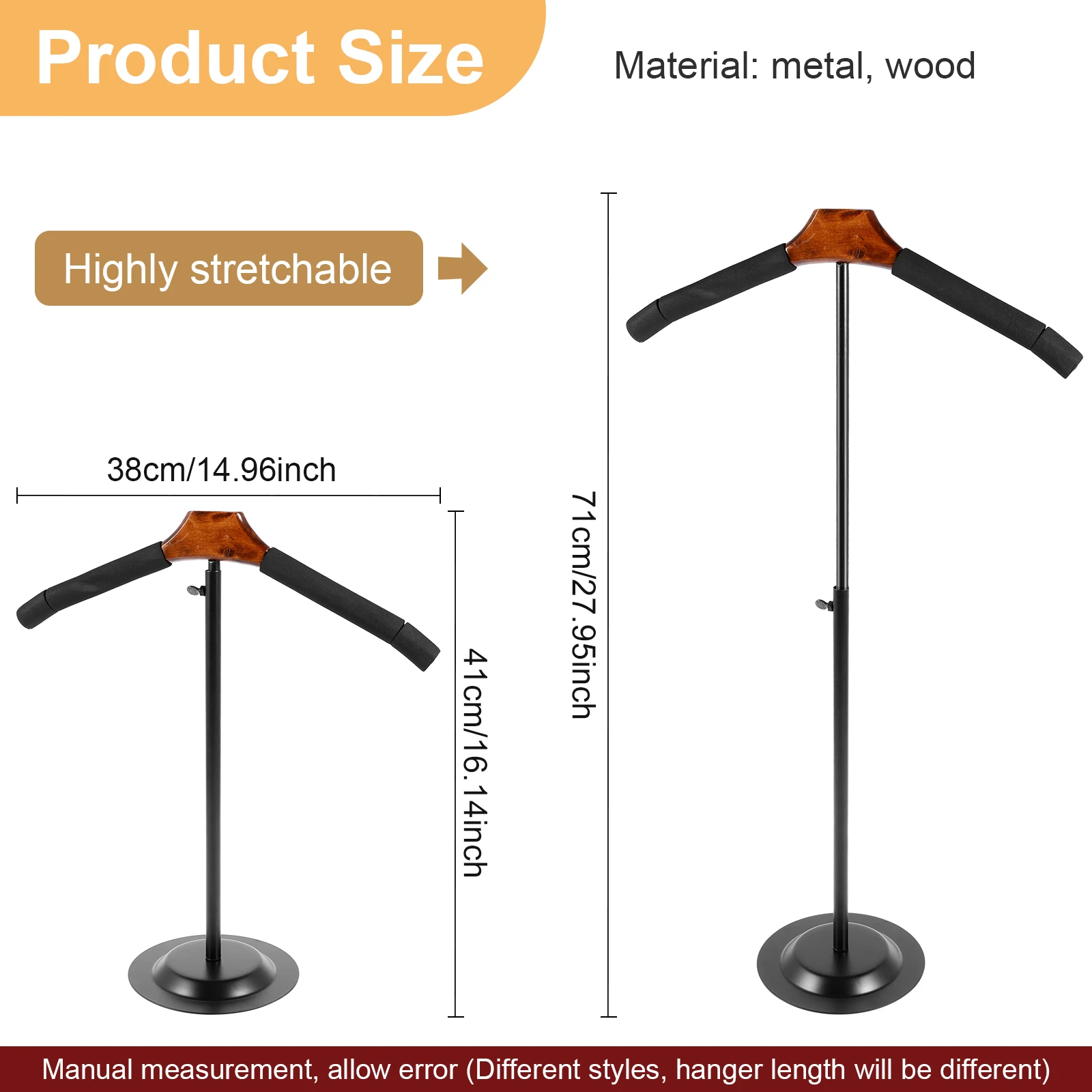 T Shirt Display Stand Metal T Shape Display Holder Adjustable Height Clothes Display Holder Outfits Hangers Suitable for Home