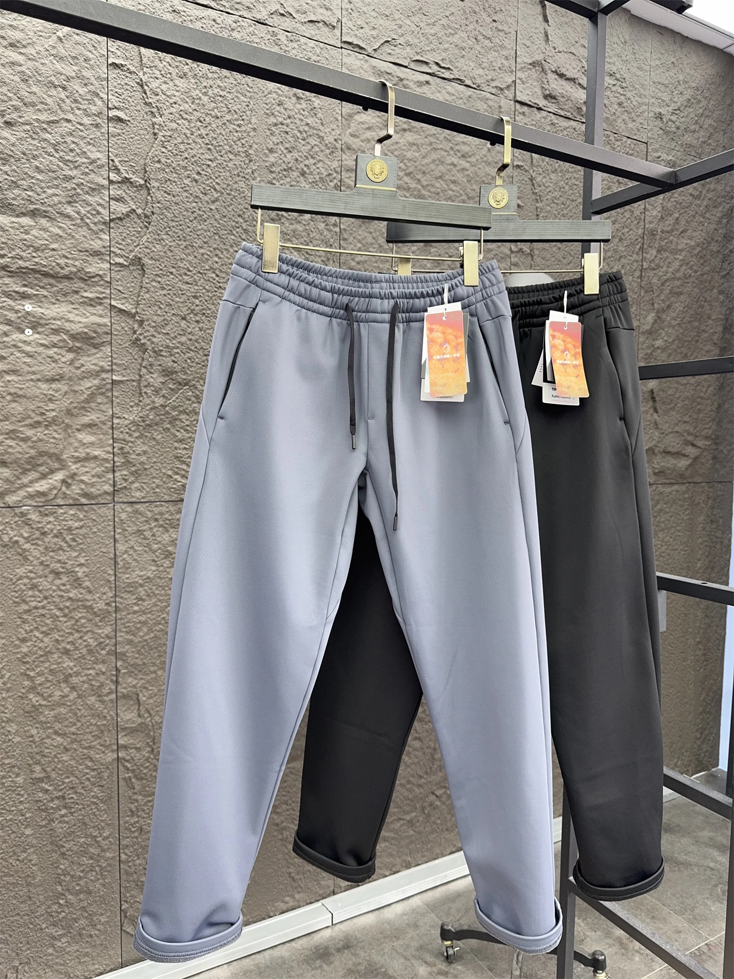 

Svip Slim Fit Fce Lined Thiened Knife Casual Pants for Men Faionable Color Autumn Winter Warm Leisure Trousers