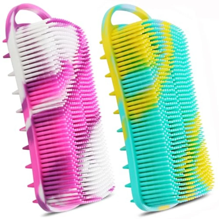 

2PCS Silicone Body Scrubber, Loofah for Women, Gentle Exfoliating Shower Cleaner Bath Brush, Rubber Body Wash Deep Cleaning and
